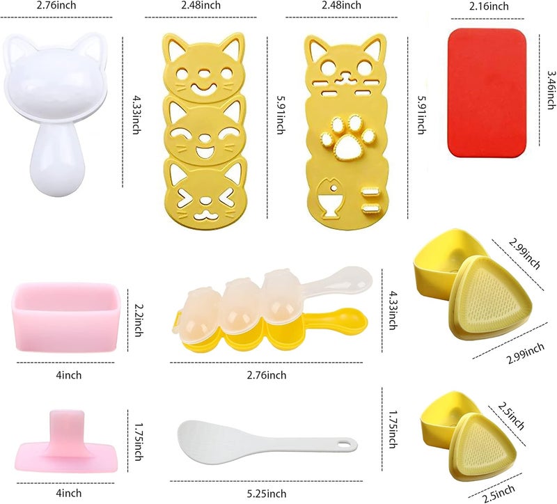 BANBALLON Cute Cat Rice Ball Molds 6 Sets Sushi Molds Bento Box Accessories Kits with 1PC Musubi Maker Press Mold, 2PCS Gimbap Molds Triangle and 1PC Rice Ball Mold Shaker for DIY Fun Lunch Box Picnic Tool - Image 2