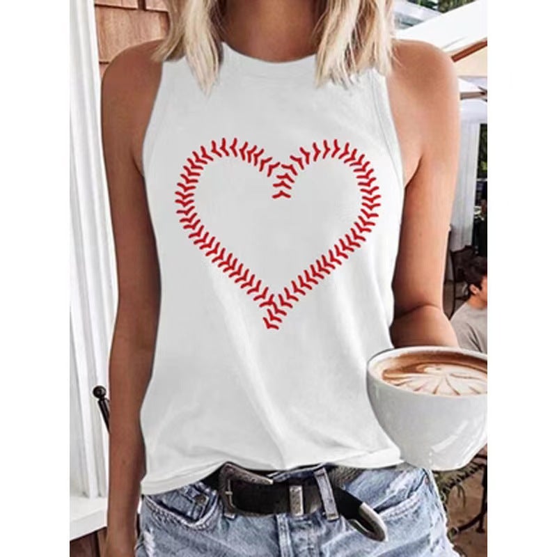 2022 Women'S Sleeveless Vest Baseballmom Baseball Printed T-Shirt - Image 1