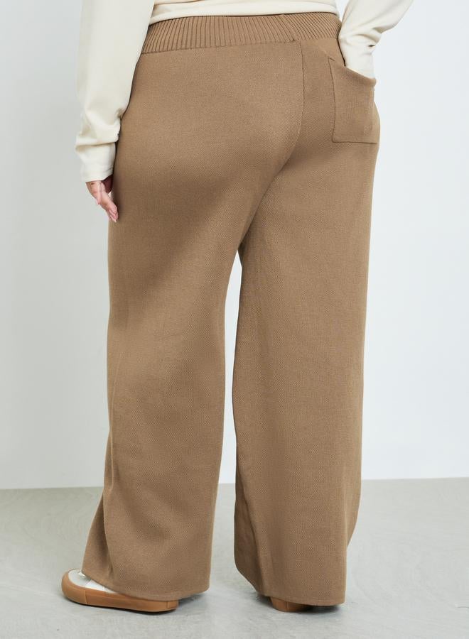 Styli Plus Size Coffee Brown Flared Trousers - Image 4