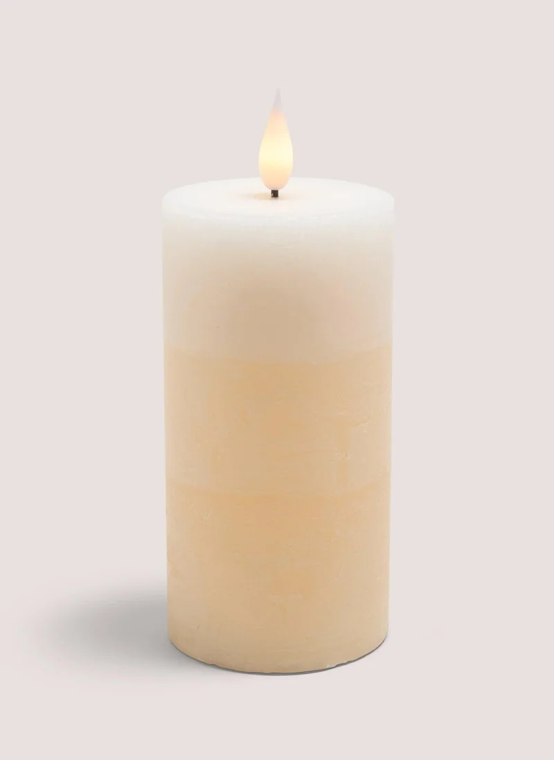 Matalan Beige LED Pillar Candle (7.5cm x 18cm)