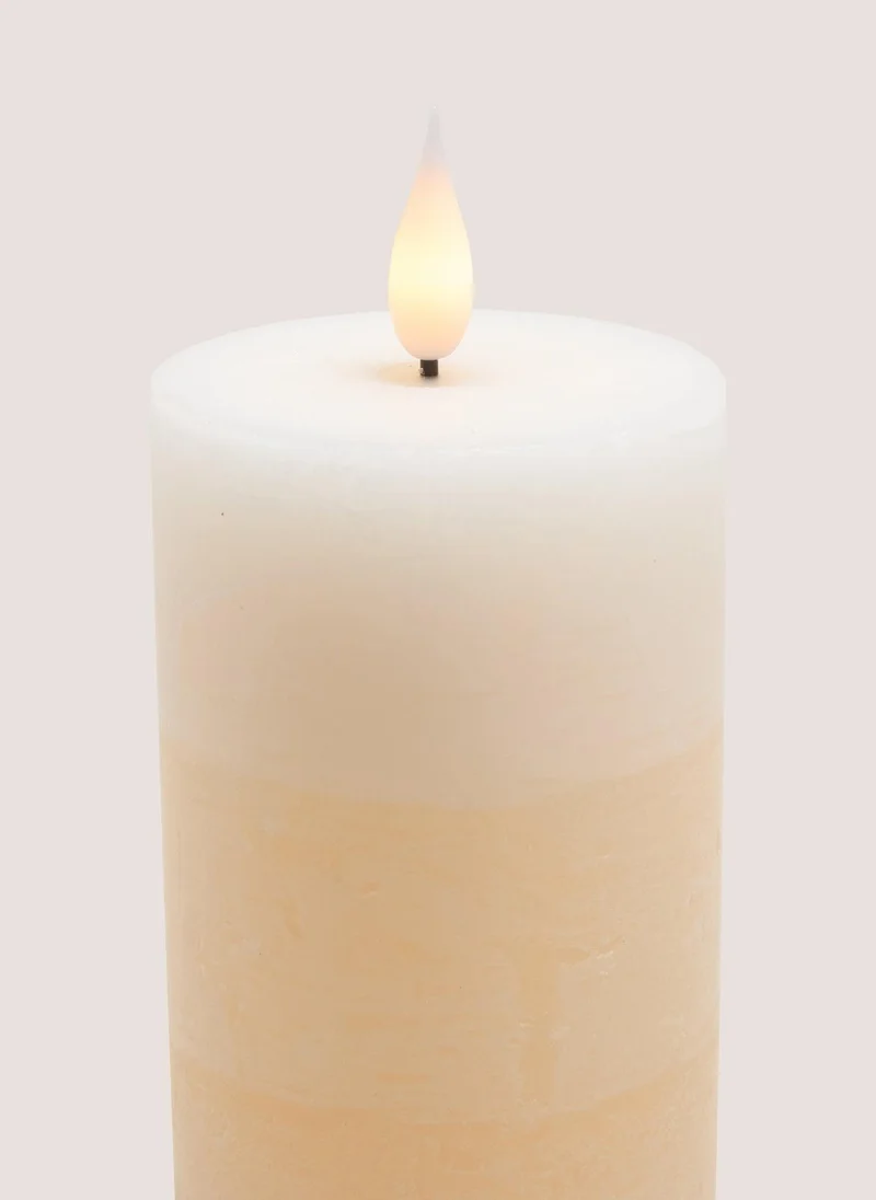 Matalan Beige LED Pillar Candle (7.5cm x 18cm)