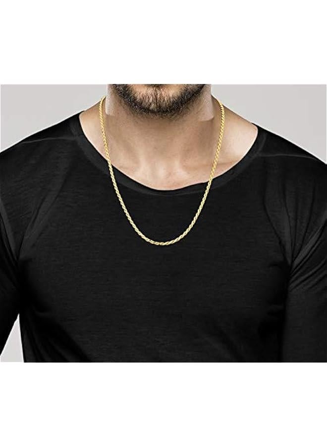 Arabest Italian Solid 18K Gold Over 925 Sterling Silver 2mm, 3mm Diamond-Cut Braided Rope Chain Necklace for Men Women, Made in Italy - Image 3