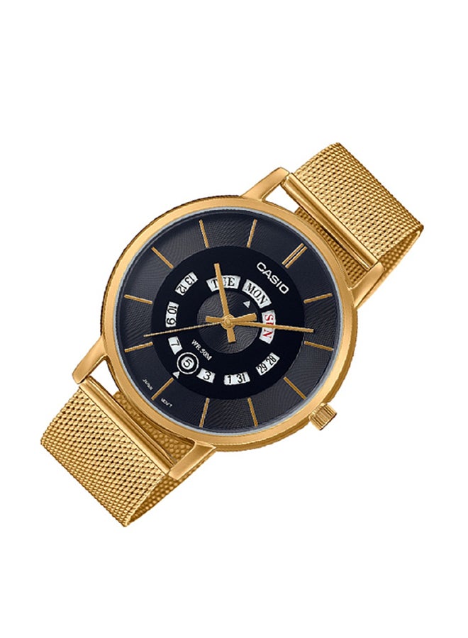 CASIO Men Watch - Analog Day And Date Display Dial Black Dial Stainless Steel Mesh Band Mtp-B135B-1Avdf. - Image 2