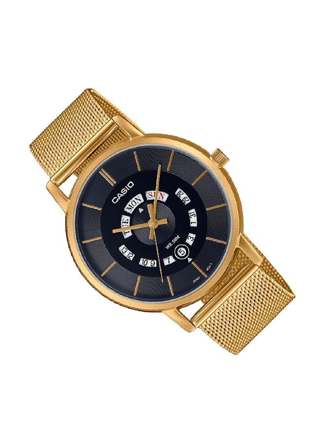 CASIO Men Watch - Analog Day And Date Display Dial Black Dial Stainless Steel Mesh Band Mtp-B135B-1Avdf. - Image 3