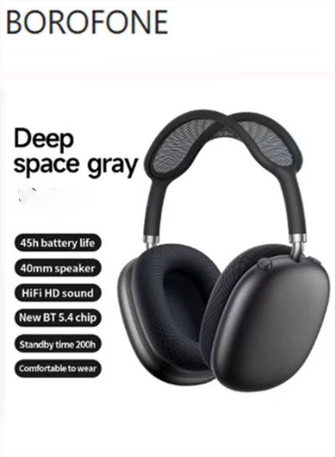 بوروفون سماعات رأس مزدوجة الوضع بتقنية Bluetooth واتصال سلكي سماعات رأس Bluetooth للألعاب إصدار مع عمر بطارية طويل سماعات رأس للموسيقى تصميم قابل للسحب سماعات رأس Bluetooth 5.4 للألعاب سماعات رأس ANC مانعة للضوضاء فوق الأذن (أسود) - Image 1