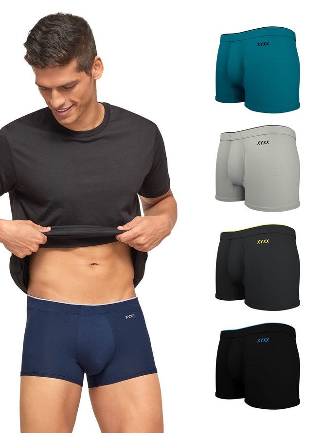 XYXX Men's Modal Stretch Solid (Pack of 5) (Pack of Five Uno Trunks_Dress Coral Black+Heather Grey+Teal Blue_XL) - Image 1