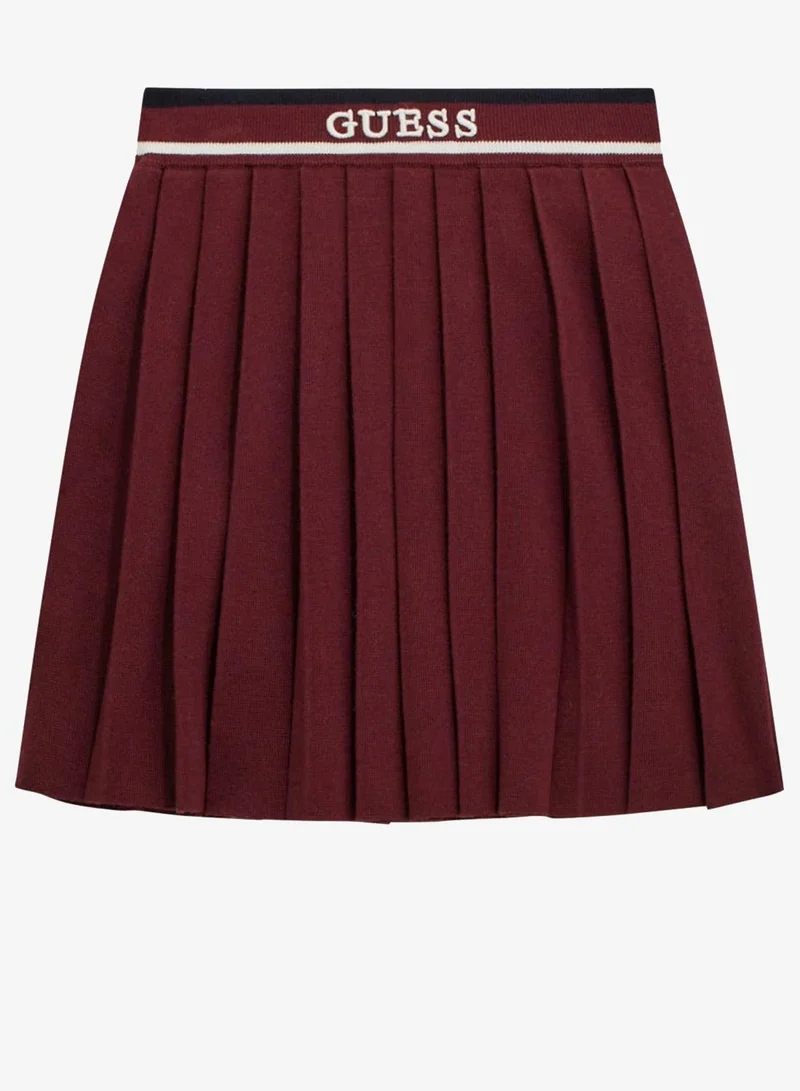 جس كنزة تنورة قصيرة مطوية للأطفال