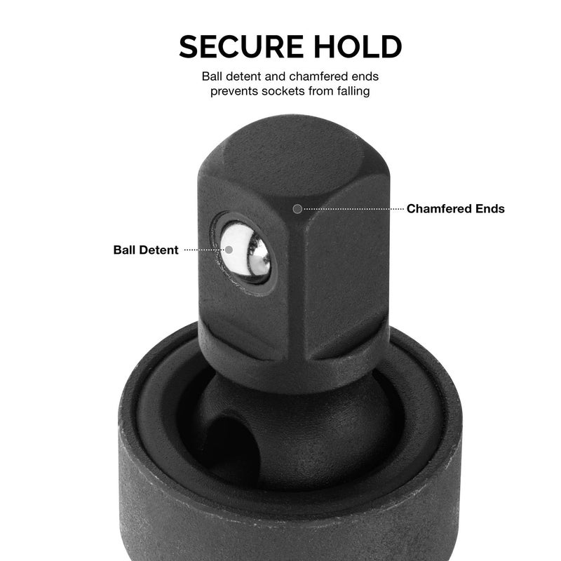 NEIKO 02486A Impact Universal Joint-Socket Swivel Set, Socket Extension Set Made From Cr-Mo with Included 1/4-, 3/8-, and 1/2-Inch Sockets, Set of 3 - Image 5