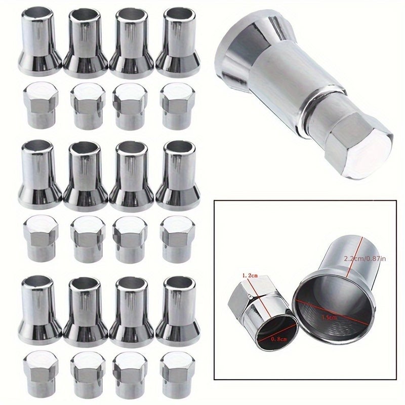 24pcs Chrome Tire Valve Stem Caps With Sleeve Cover For Cars Trucks Motorcycles - Image 5