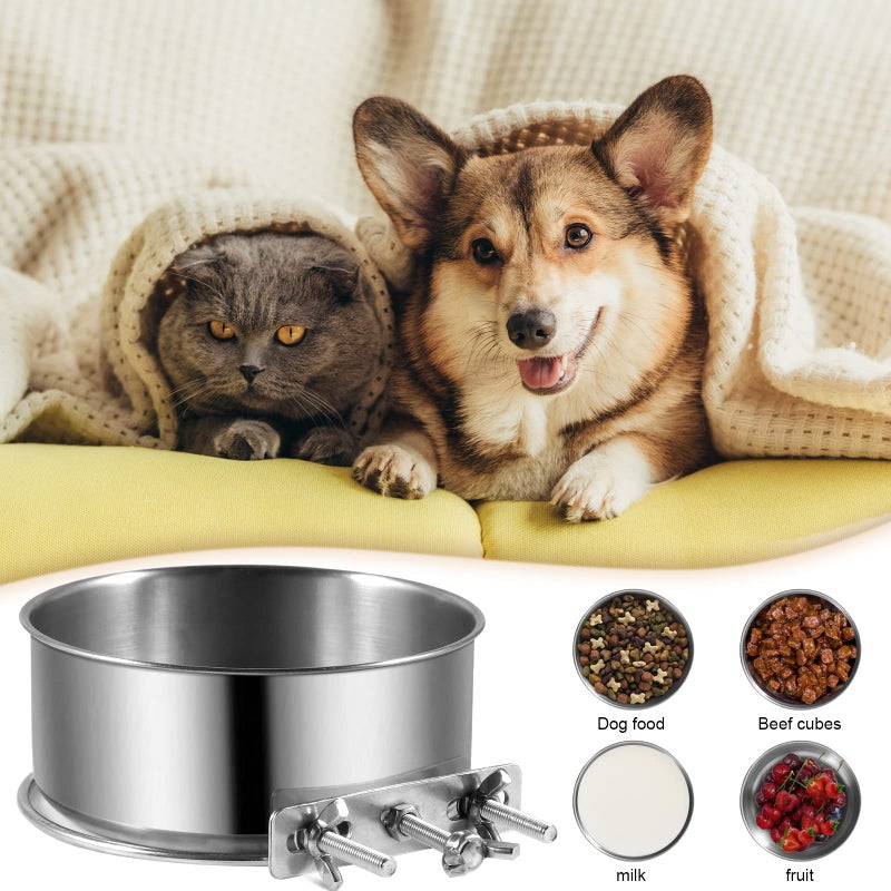 tchrules Dog Crate Water Bowl, 2 Pack No Spill Hanging Cage Food Bowls for Kennel Puppy Cat Bird Bunny Stainless Steel Metal Mountable Small&Medium Feeding Dish Wall Mounted Attachable Crates Pet Feeder - Image 4