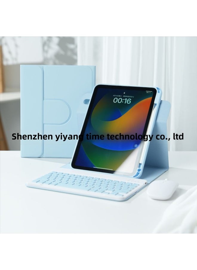 Generic Suitable For Ipadair56 Flat Keyboard Protective Cover 10 Generation Magnetic Separation Pro11 Rotating Shell Acrylic 10.2-Color:White Ice Blue ]-Applicable Model:2018/2020/2021/2022 Pro12.9  - Image 1
