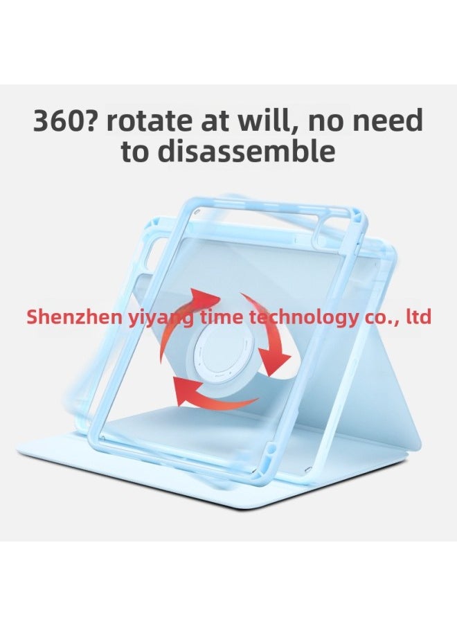 Generic Suitable For Ipadair56 Flat Keyboard Protective Cover 10 Generation Magnetic Separation Pro11 Rotating Shell Acrylic 10.2-Color:White Ice Blue ]-Applicable Model:2018/2020/2021/2022 Pro12.9  - Image 3