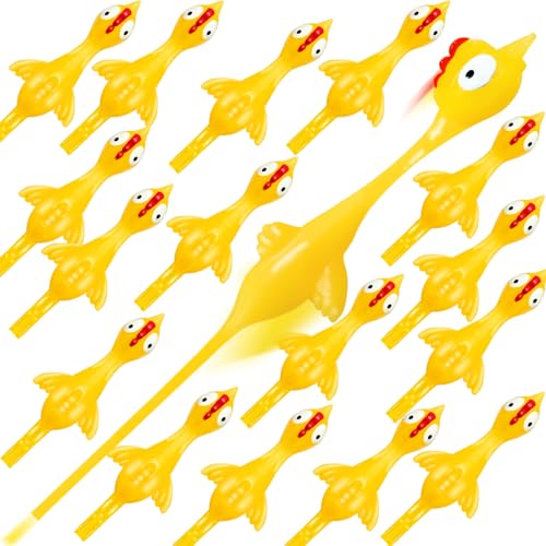 Dshengoo 16Pack Finger Slingshot Chicken RubberFlying Stretchy Flick Stretchable Chickens Fingers for Gag Gift Birthday Christmas Halloween Party Favors Supplies Yellow - Image 1