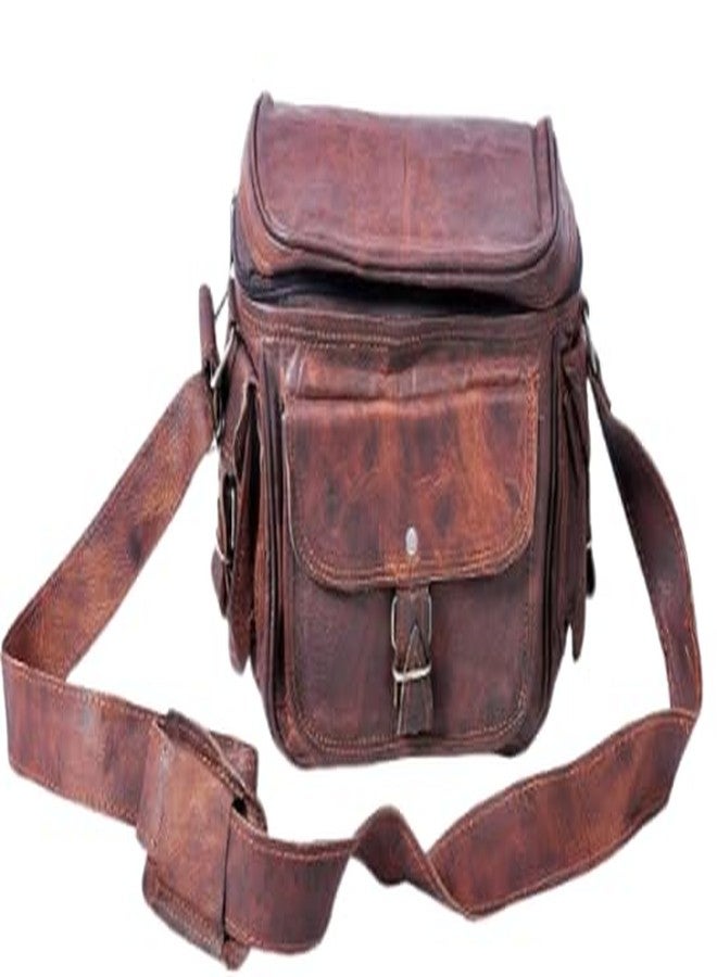 RSN Unisex Leather Bags and Backpacks For College, Travelling, Camping, Cycling and Hiking - Brown - Size: LxBxH - 30x11x20 cm - Image 1