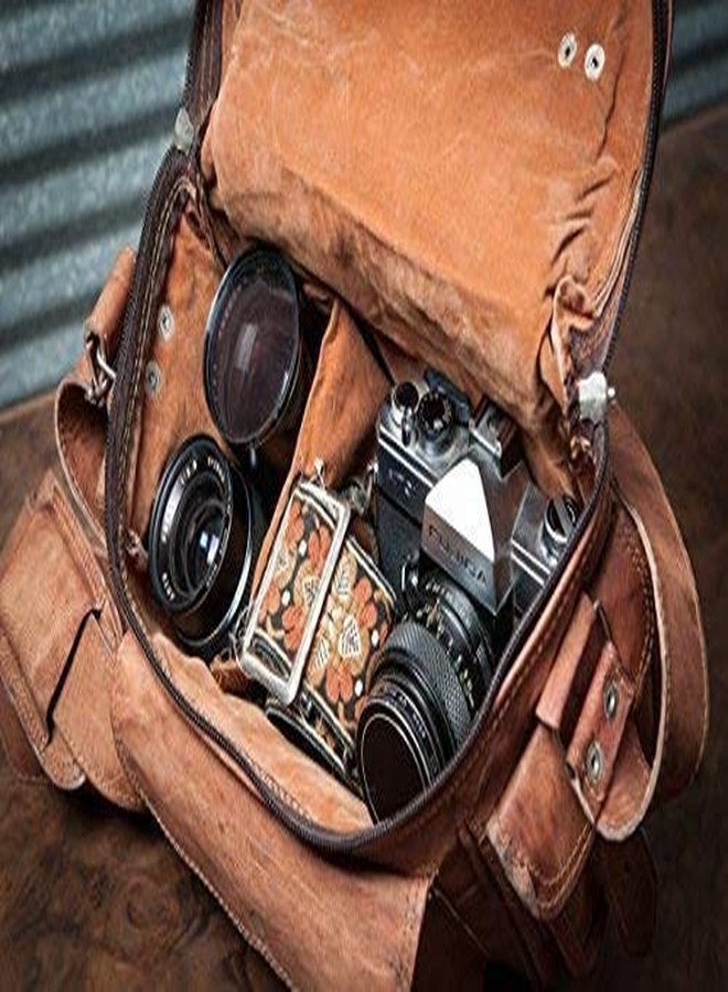 RSN Unisex Leather Bags and Backpacks For College, Travelling, Camping, Cycling and Hiking - Brown - Size: LxBxH - 30x11x20 cm - Image 4