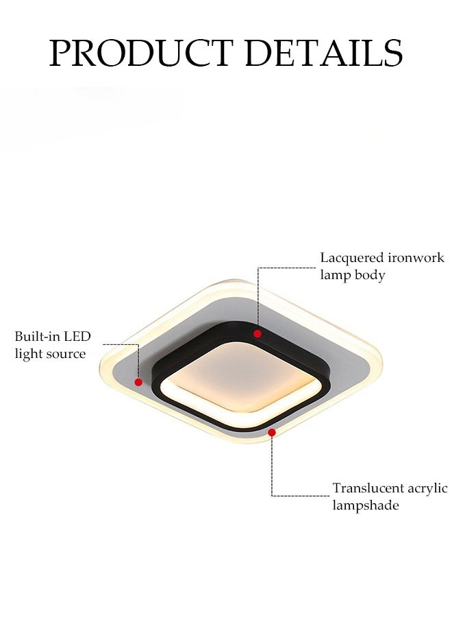 DUNISO LED Ceiling Light，Ceiling Lamp,Square Corridor Light，Tri colored light，Adjustable，Suitable for Corridors，Bedroom， and Walk-in Closets，Black and White  - Image 3