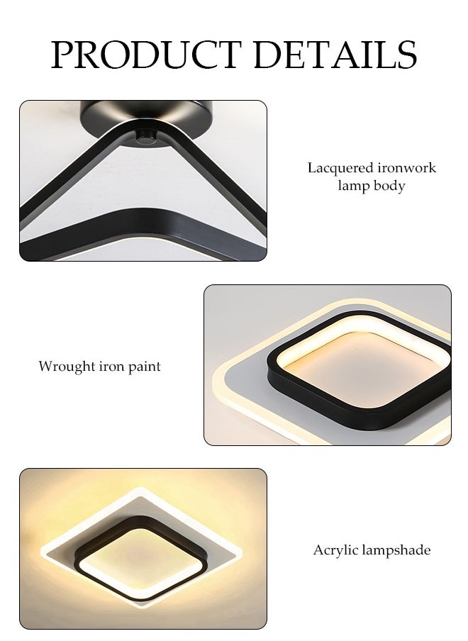 DUNISO LED Ceiling Light，Ceiling Lamp,Square Corridor Light，Tri colored light，Adjustable，Suitable for Corridors，Bedroom， and Walk-in Closets，Black and White  - Image 4