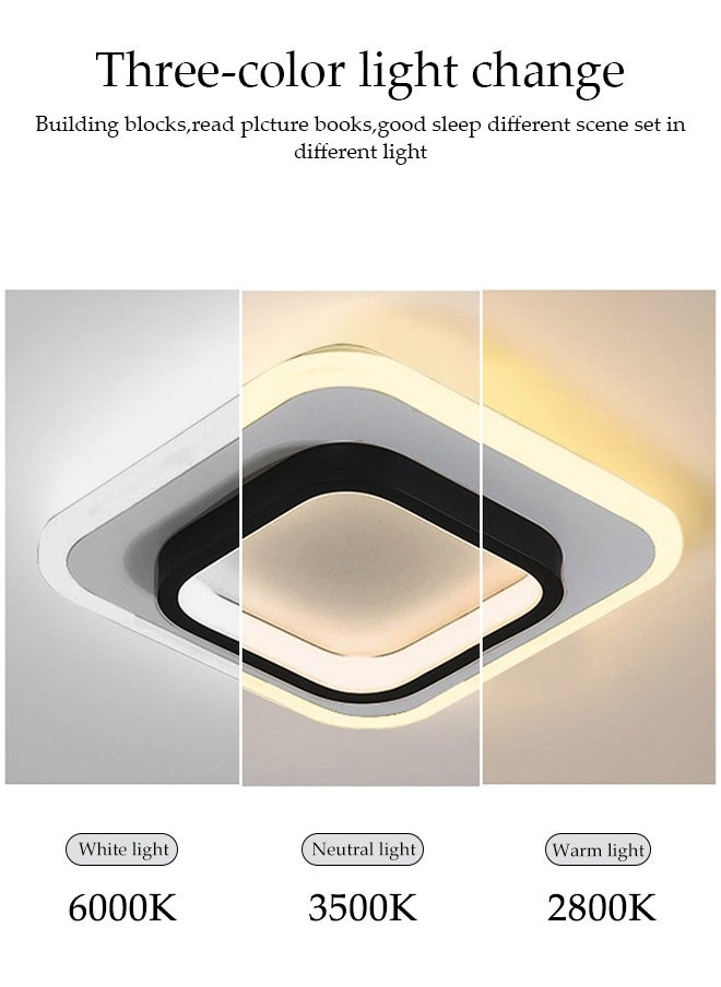 DUNISO LED Ceiling Light，Ceiling Lamp,Square Corridor Light，Tri colored light，Adjustable，Suitable for Corridors，Bedroom， and Walk-in Closets，Black and White  - Image 5