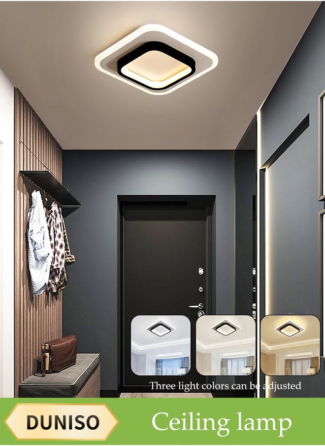 DUNISO LED Ceiling Light，Ceiling Lamp,Square Corridor Light，Tri colored light，Adjustable，Suitable for Corridors，Bedroom， and Walk-in Closets，Black and White  - Image 1