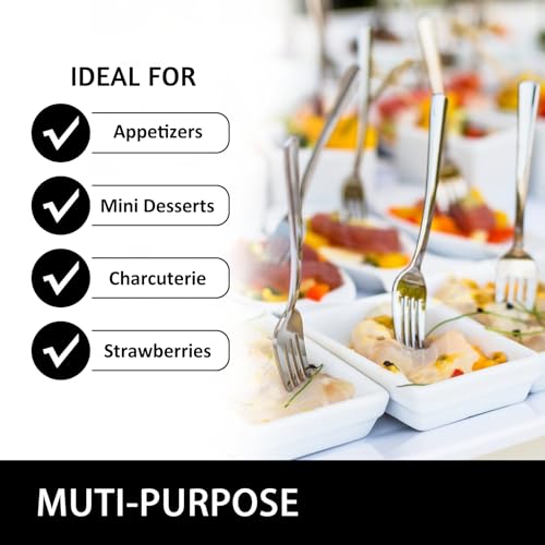Qeirudu 4 Inch Silver Plastic Mini Forks, 100 Pack Disposable Appetizer Forks Heavy Duty Tiny Forks for Party Small Desserts, Charcuterie, Samples, Cocktails and Strawberries - Image 5