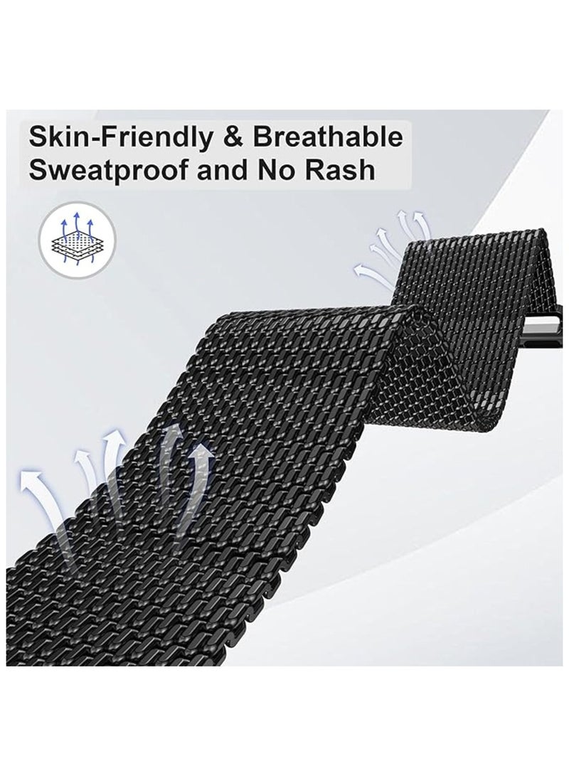 Titanium Milanese Mesh Loop Band Compatible with Apple Watch Ultra 1/2 49mm 46mm 45mm 44mm 42mm Men Women, Designer Parachute-Style Metal Buckle Adjustable Strap for iWatch SE Series 10 9 8 7 6 5 4 - Image 3