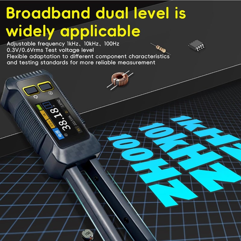 100Hz/1Khz/10Khz Digital SMD Tester, Portable Intelligent Resistor Capacitor Inductor Analyzer, SMD Component Meter Tweezer for Engineer Technician - Image 4
