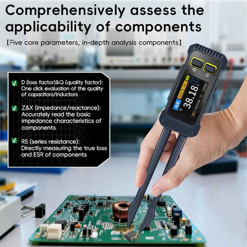 100Hz/1Khz/10Khz Digital SMD Tester, Portable Intelligent Resistor Capacitor Inductor Analyzer, SMD Component Meter Tweezer for Engineer Technician - Image 5