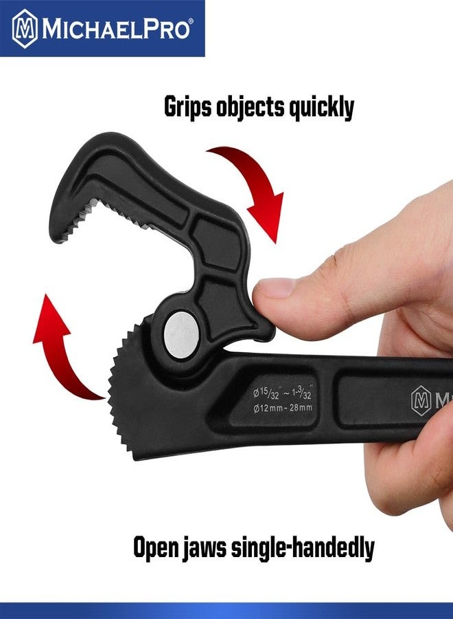 MichaelPro مفتاح أنابيب مايكل برو ذاتي الضبط، مفتاح سباكة متعدد الوظائف مقاس 8 بوصات، قطر تثبيت يصل إلى 1-3/32 بوصة (28 مم)، مفتاح تعديل برأس دوار - Image 3