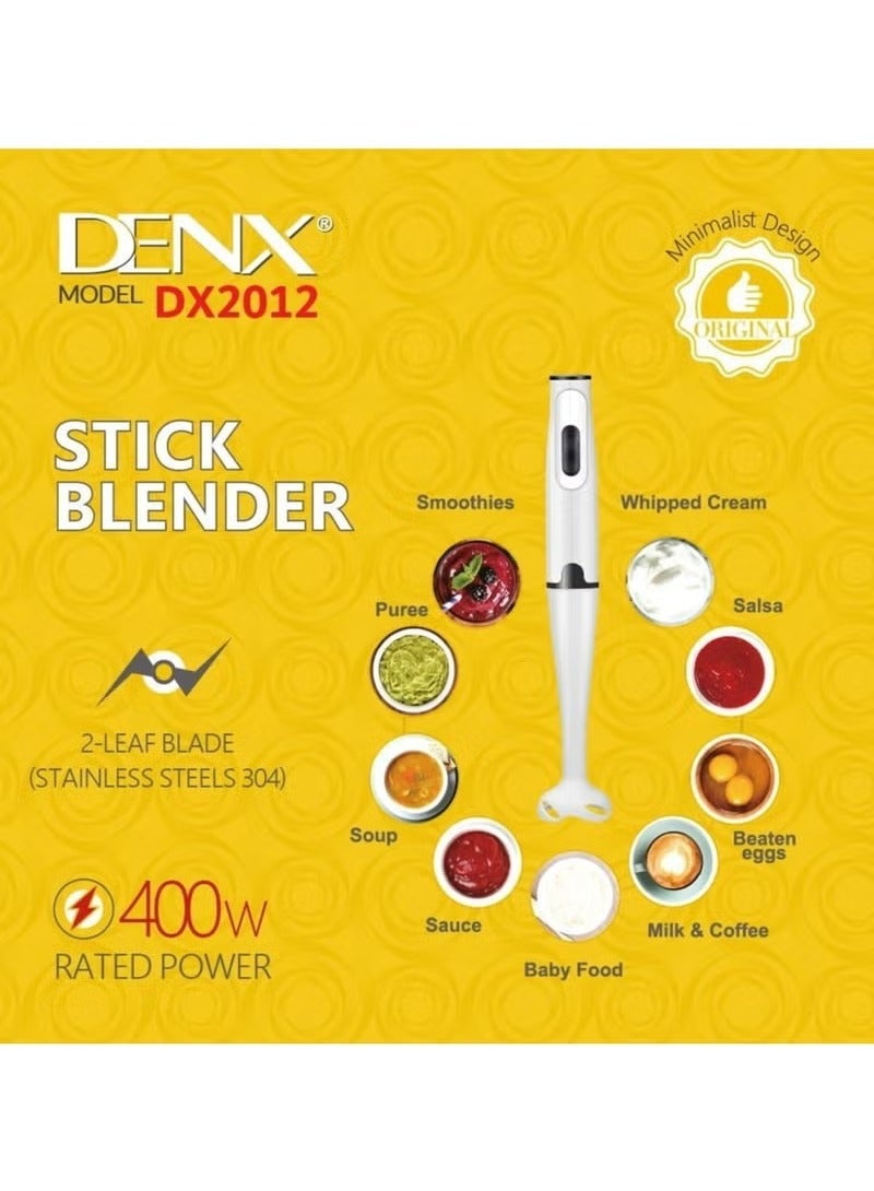 Denx 400W Handheld Stick Blender – Electric Immersion Blender with Stainless Steel Blades, Portable Grip Mixer for Soups, Smoothies, Sauces & Baby Food – Model DX2012 - Image 1