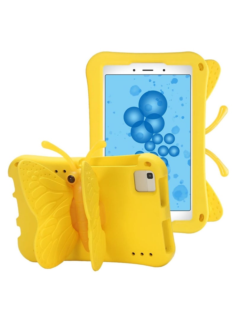 Kids Case for Galaxy Tab A9 8.7 Inch 2023 Lightweight Safe EVA 360 Degree 3D Butterfly Kickstand Shockproof Kids Friendly Case for Samsung Galaxy Tab A9 8.7" (SM-X110/X115/X117) (Yellow) - Image 1