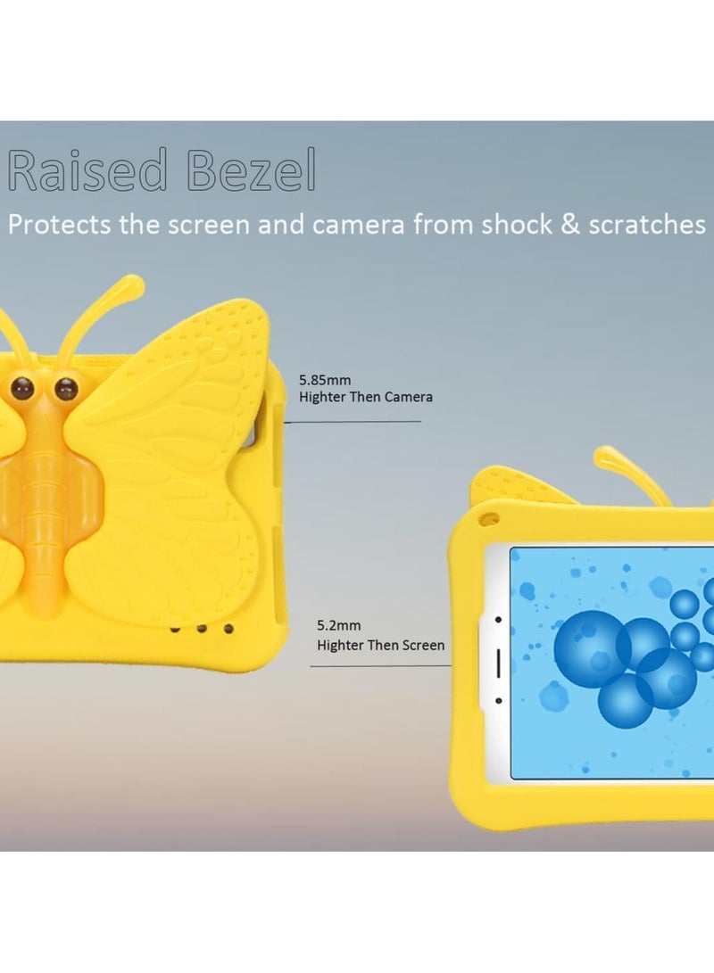 Kids Case for Galaxy Tab A9 8.7 Inch 2023 Lightweight Safe EVA 360 Degree 3D Butterfly Kickstand Shockproof Kids Friendly Case for Samsung Galaxy Tab A9 8.7" (SM-X110/X115/X117) (Yellow) - Image 3