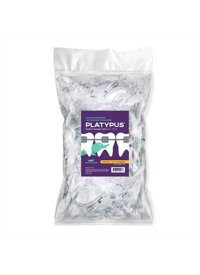 Platypus - Orthodontic Flossers for Braces Family Pak - Unique Structure Fits Under Arch Wire, Increase Flossing Compliance, Floss Teeth in Less Than Two Minutes - 75 3-Count Flossers (225 Total) - Image 1