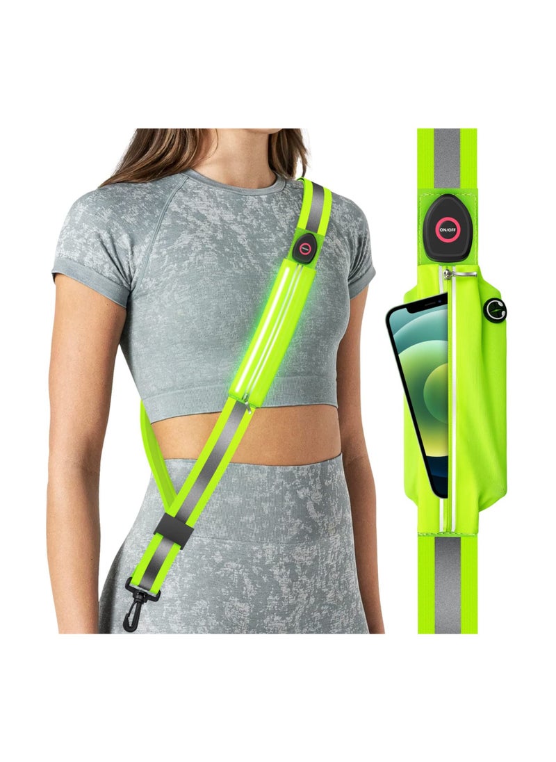 Y&D Reflective Belt, LED Belt Sash for Walking at Night, Night Running Safety Gear, High Visibility, Rechargeable, Durable, Light Up Runners Walkers Men Women  - Image 1