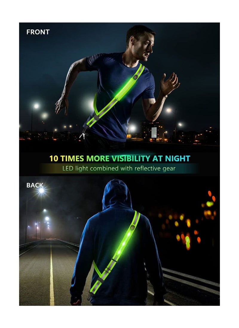 Y&D Reflective Belt, LED Belt Sash for Walking at Night, Night Running Safety Gear, High Visibility, Rechargeable, Durable, Light Up Runners Walkers Men Women  - Image 2