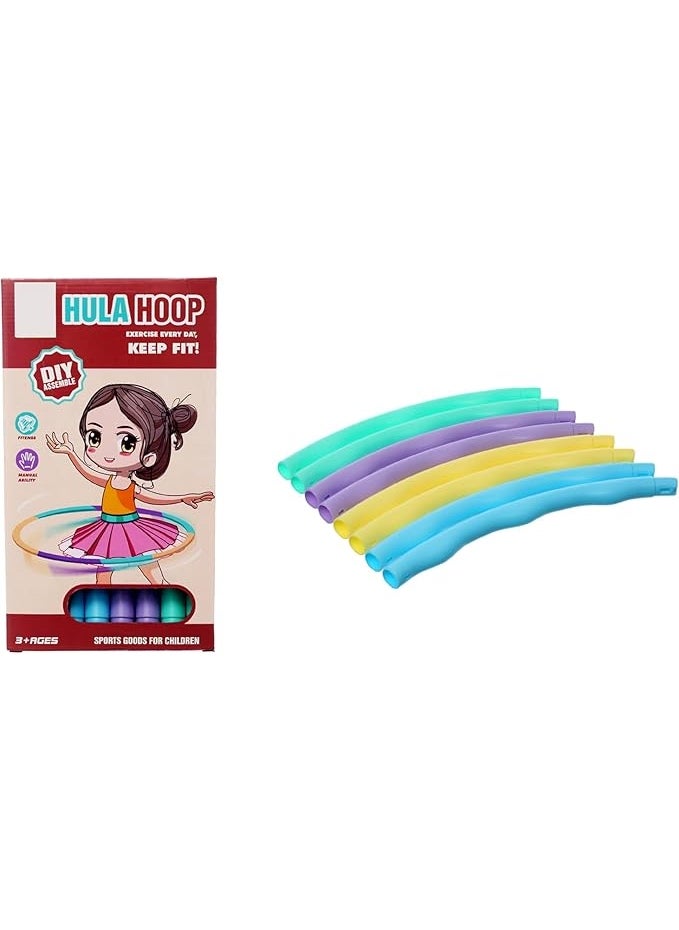 طوق هولا للأطفال - من عمر 3 سنوات فما فوق - لعبة تمارين ممتعة - ألوان قوس قزح - سهلة التركيب