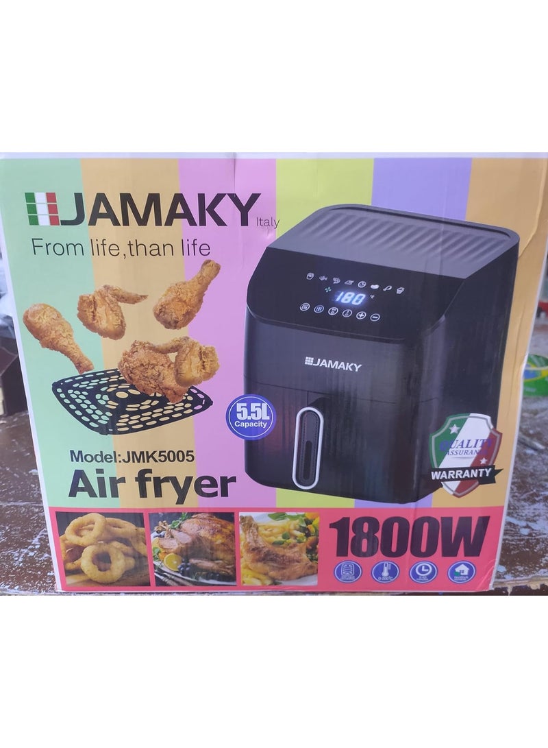 JAMAKY Italy Digital air fryer, 1800 watts, 5.5 liters, from Jamaki JMK 5005, Italian - Image 4