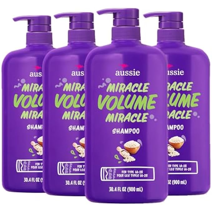 Aussie Miracle Volume Shampoo, Paraben-Free, Volumizing, 30.4 oz, 4-pack
