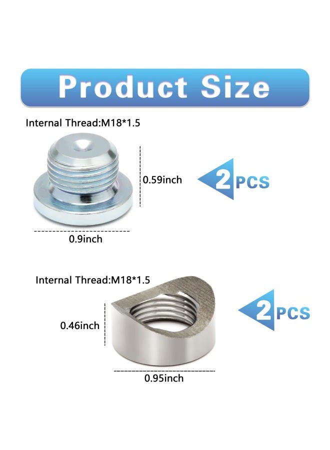 Ledaut M18X1.5 Bung and Plug Notched Style Bung and Plug (2 Bungs/ 2 Plugs) Notched Style Fitting Bungs M18X1.5 - Image 2