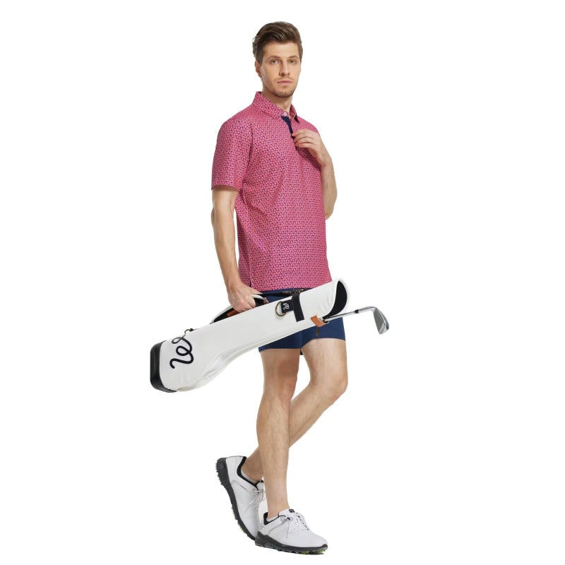 M MAELREG Mens Golf Shirt Short Sleeve Dry Fit Print Moisture Wicking Performance Patterns Collared Polo Shirt - Image 3