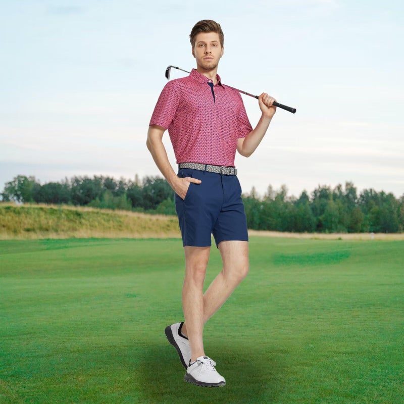 M MAELREG Mens Golf Shirt Short Sleeve Dry Fit Print Moisture Wicking Performance Patterns Collared Polo Shirt - Image 2