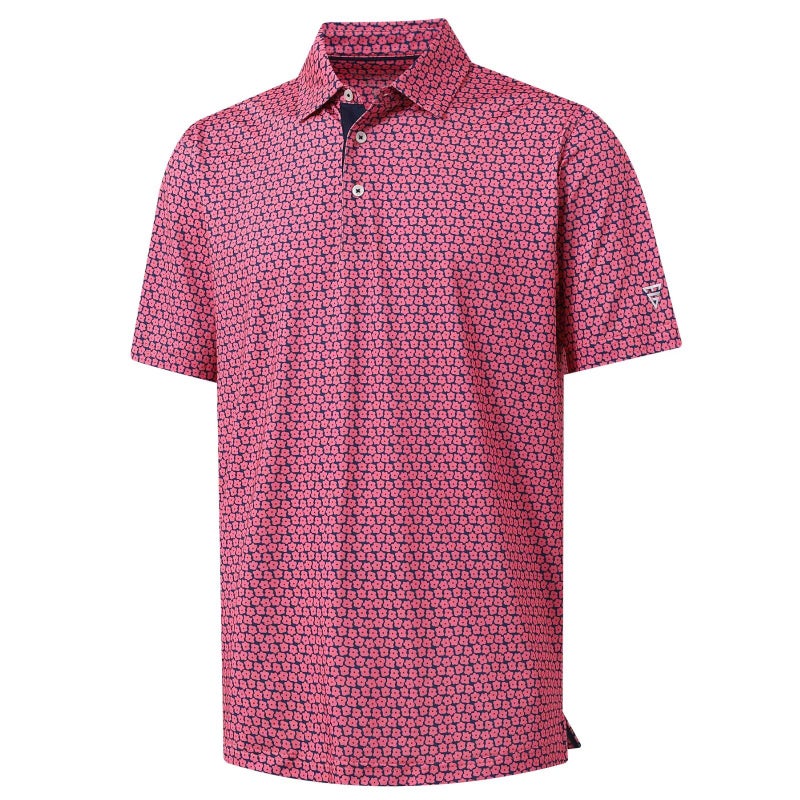 M MAELREG Mens Golf Shirt Short Sleeve Dry Fit Print Moisture Wicking Performance Patterns Collared Polo Shirt - Image 1