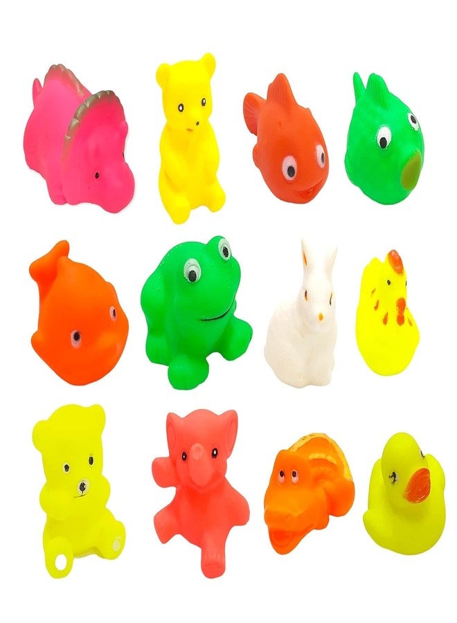 Dorytoys Dorytoy 12 Pcs Cute Animal Rubber Bath Toys Set for Kids, Babies & Toddlers Squeaky Soft Water Floating Safe BPA-Free Play for Bathroom, Swimming Pool & Gift Purpose - Image 4