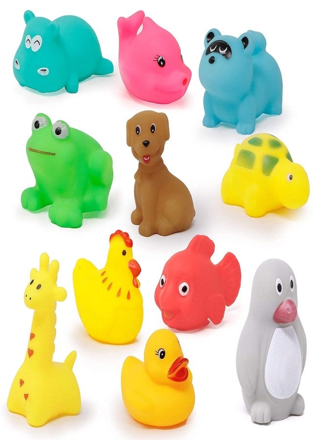 Dorytoys Dorytoy 12 Pcs Cute Animal Rubber Bath Toys Set for Kids, Babies & Toddlers Squeaky Soft Water Floating Safe BPA-Free Play for Bathroom, Swimming Pool & Gift Purpose - Image 5