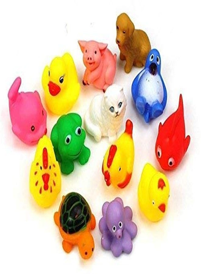 Dorytoys Dorytoy 12 Pcs Cute Animal Rubber Bath Toys Set for Kids, Babies & Toddlers Squeaky Soft Water Floating Safe BPA-Free Play for Bathroom, Swimming Pool & Gift Purpose - Image 2