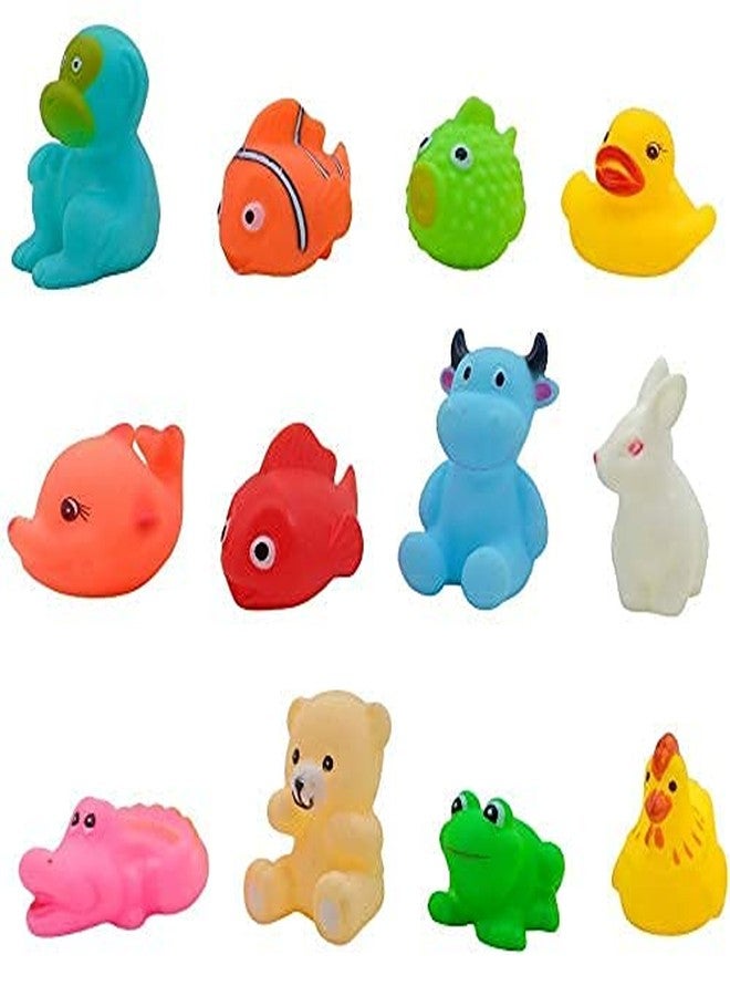 Dorytoys Dorytoy 12 Pcs Cute Animal Rubber Bath Toys Set for Kids, Babies & Toddlers Squeaky Soft Water Floating Safe BPA-Free Play for Bathroom, Swimming Pool & Gift Purpose - Image 3