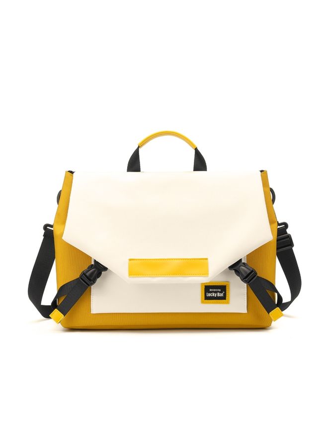 LUCKYBAT Laptop Bag Airbag Anti-drop Crossbody Handbag, Size: L 16 Inch(Turmeric White)