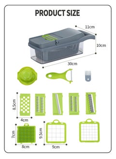 Beirui 14 Piece Kitchen Food Slicer, Adjustable Stainless Steel Vegetable Chopper, Fruit Potato, Onion, Tomato Chopper  - Image 3