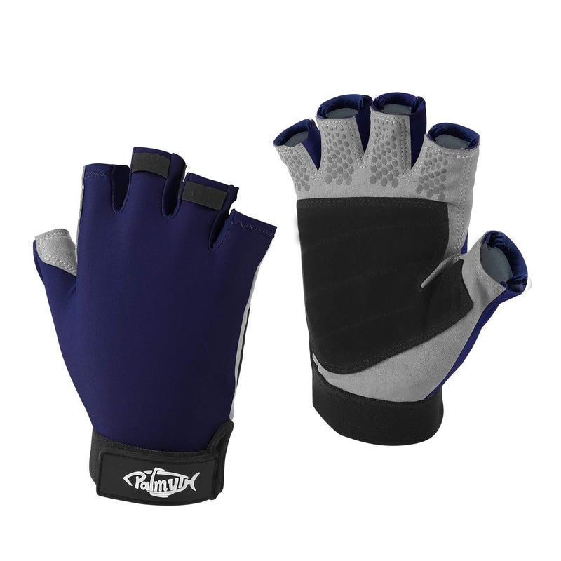 Palmyth UV Fishing Gloves Sun Protection Fingerless Kayaking Glove Men Women UPF 50+ SPF for Sailing, Hiking, Paddling, Canoeing, Rowing, Driving (Navy Blue, Large) - Image 1