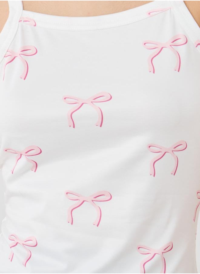 Take Two Take Two Bow Print Square Neck Strappy Cami Top  - Image 4
