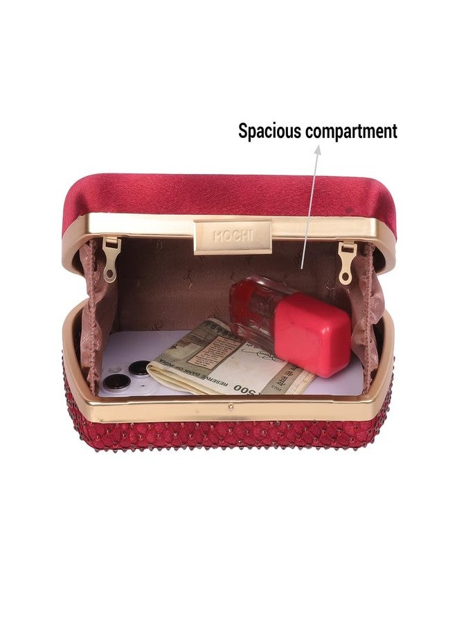 Mochi Women Maroon Fancy Clutch (38-115) - Image 5